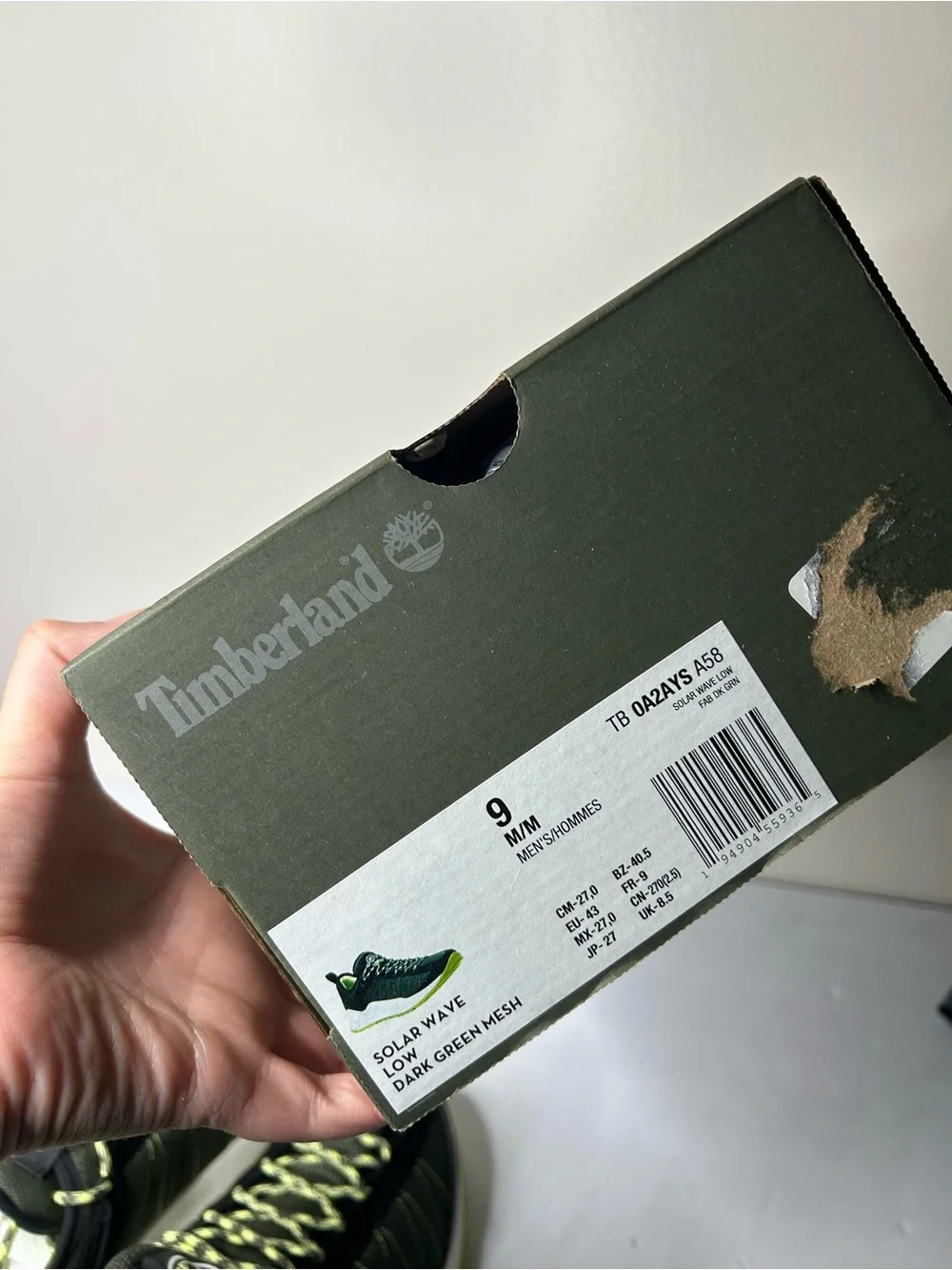 New Timberland Solar Wave Low Fabric 'Dark Green Mesh' Shoes TB0A2AYSA58